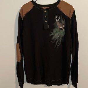 Legendary Whitetails Henley Shirt Men's Medium Black Long Sleeve